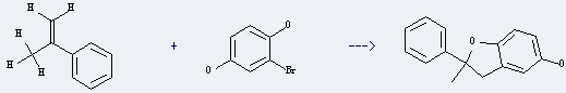 The 2-Bromohydroquinone could react with isopropenylbenzene, and obtain the 2-methyl-2-phenyl-2,3-dihydro-benzofuran-5-ol